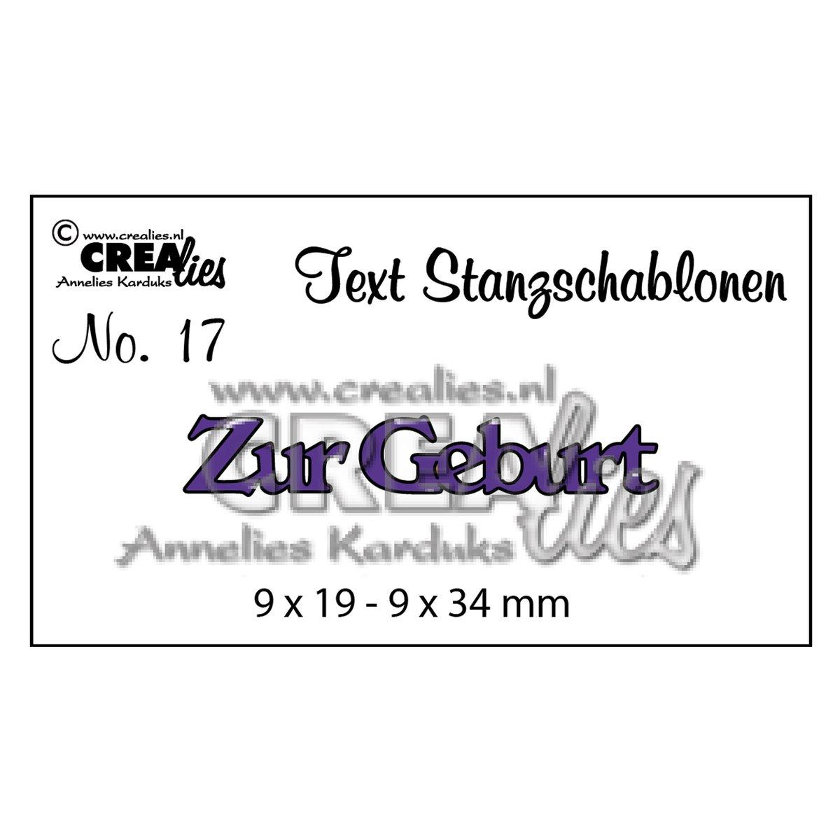 Crealies | Deutsche Text Stanzschablone no.17 "Zur Geburt"