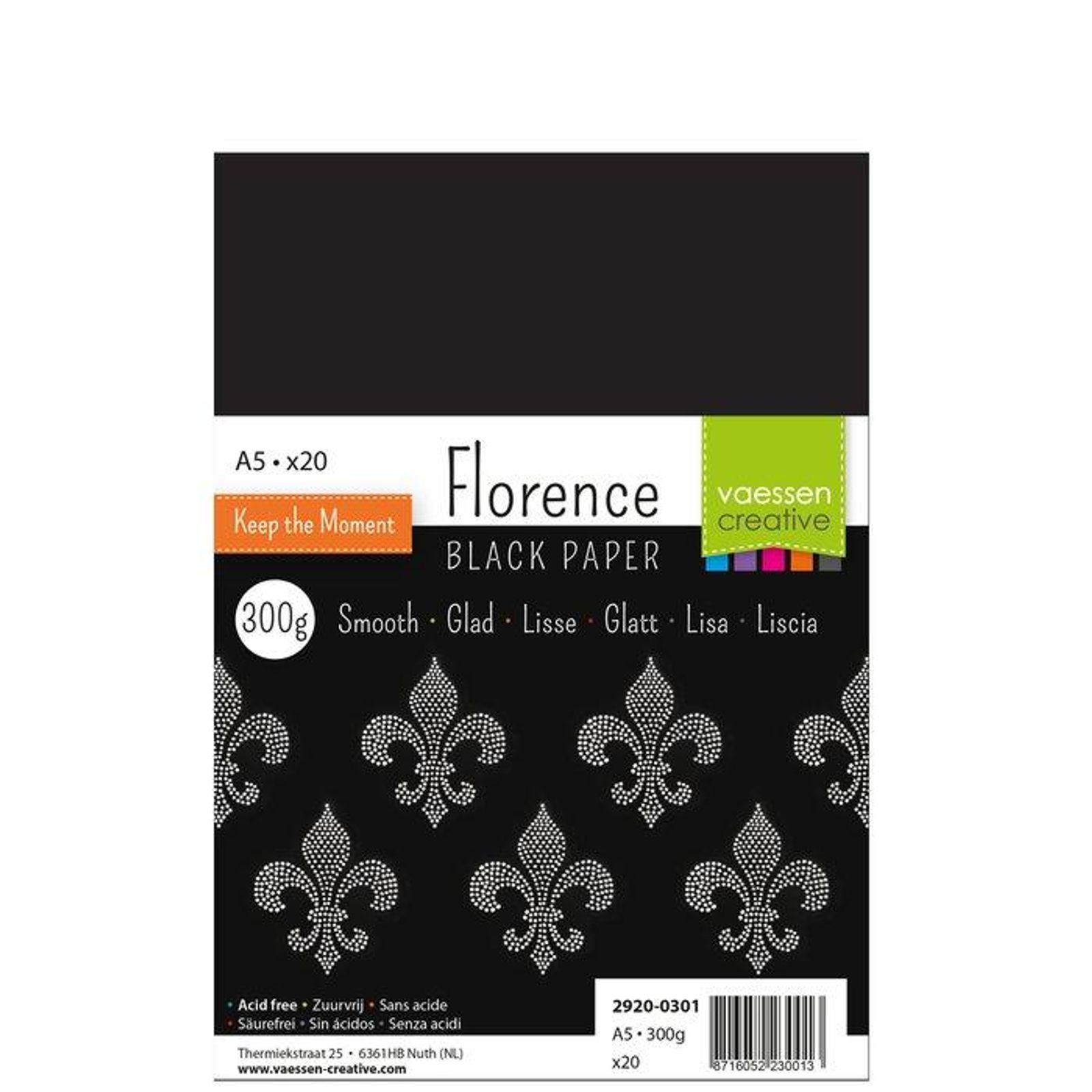 Florence | Papier A5 smooth 300g 20pcs Black