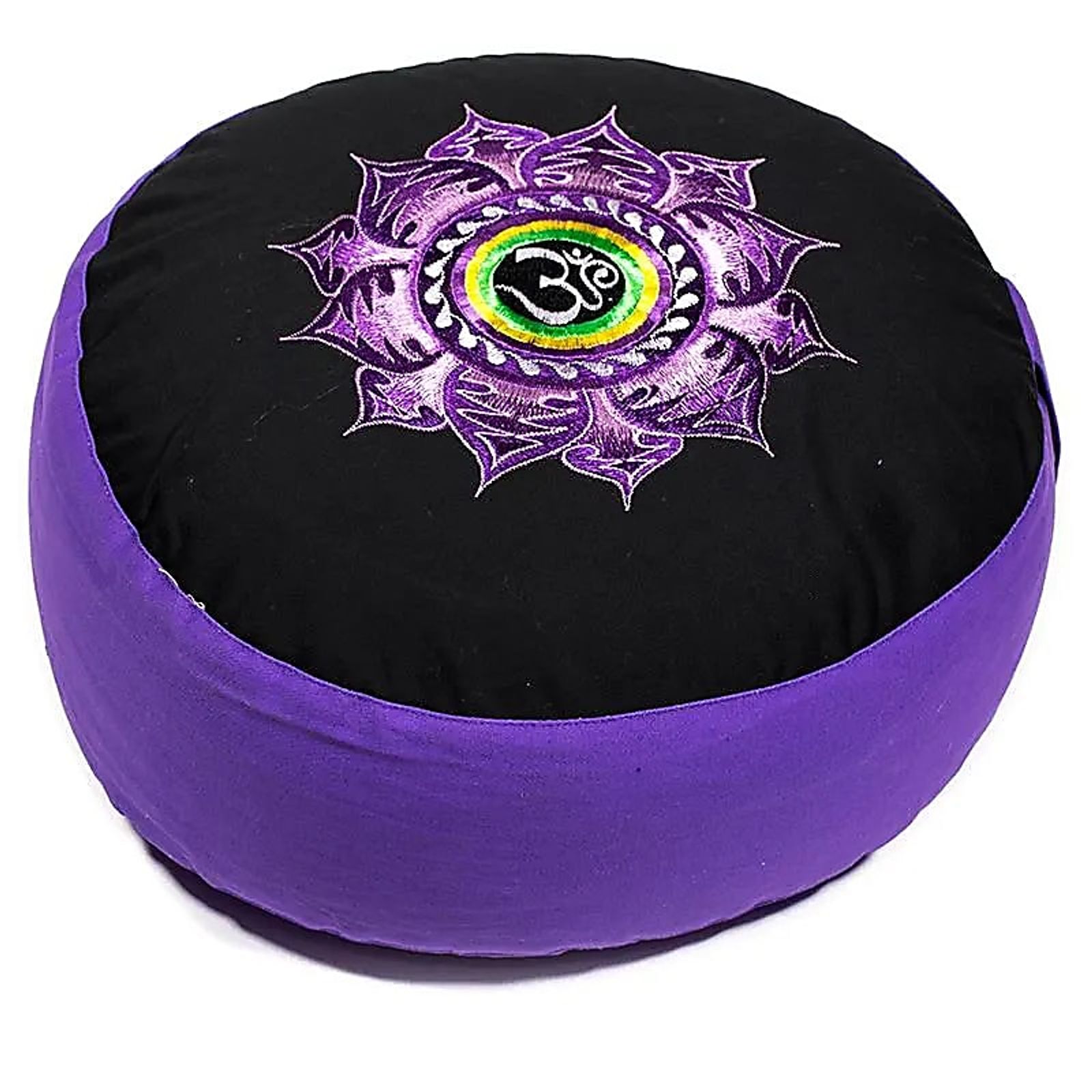 Meditationskissen Lotus mit OM schwarz/violett -- 33x17 cm