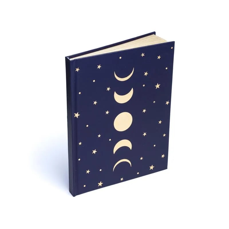 Notizbuch Mondphasen & Sterne dunkelblau -- 15x21cm