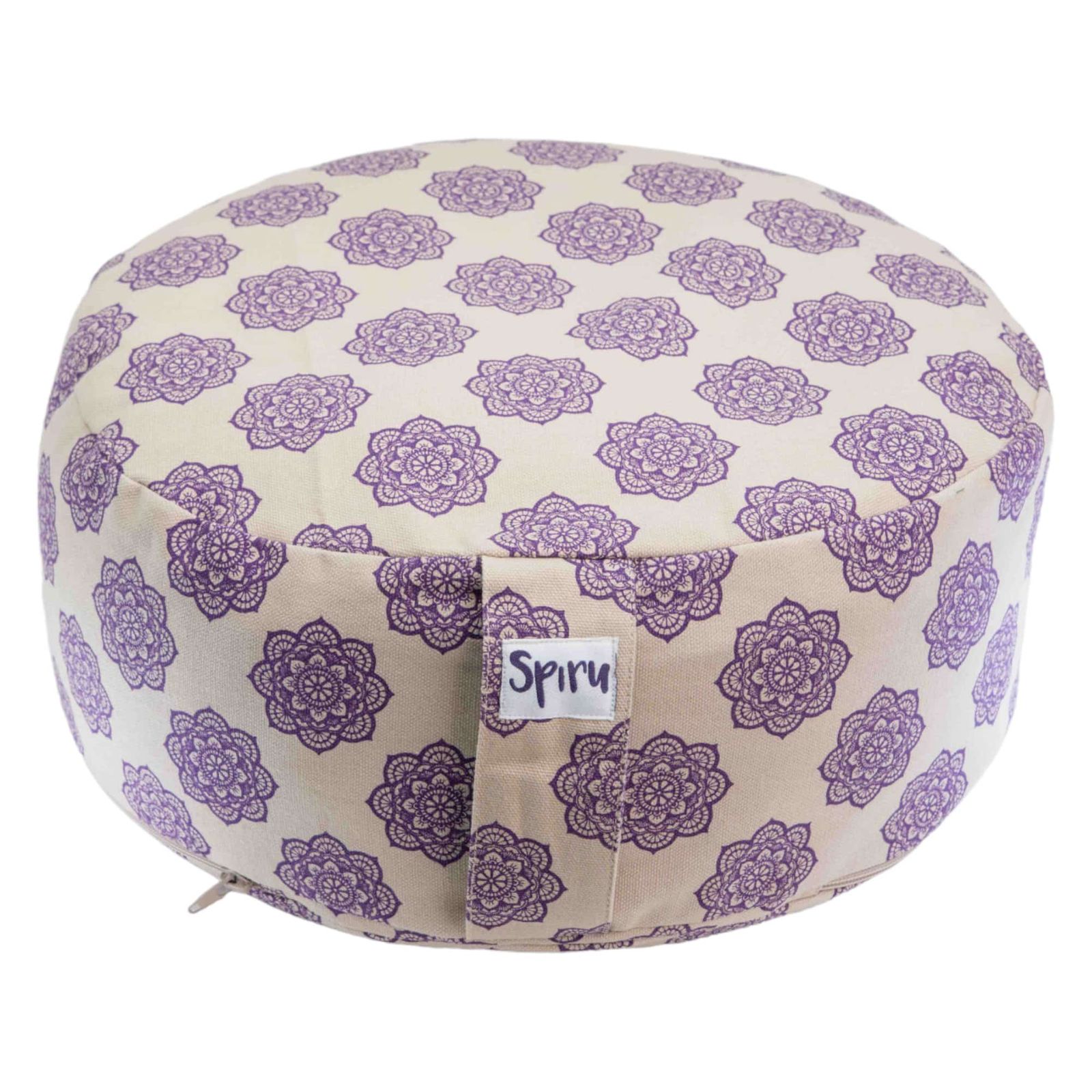 Spiru Meditationskissen Rund Baumwolle Beige - Mandalas - 36 x 15 cm