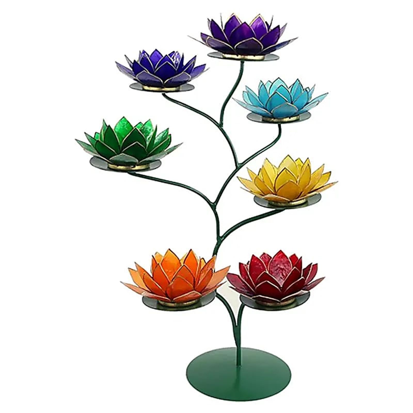 Chakra Lotus Display grün + 21 Teelichthalter-- 49x32 cm