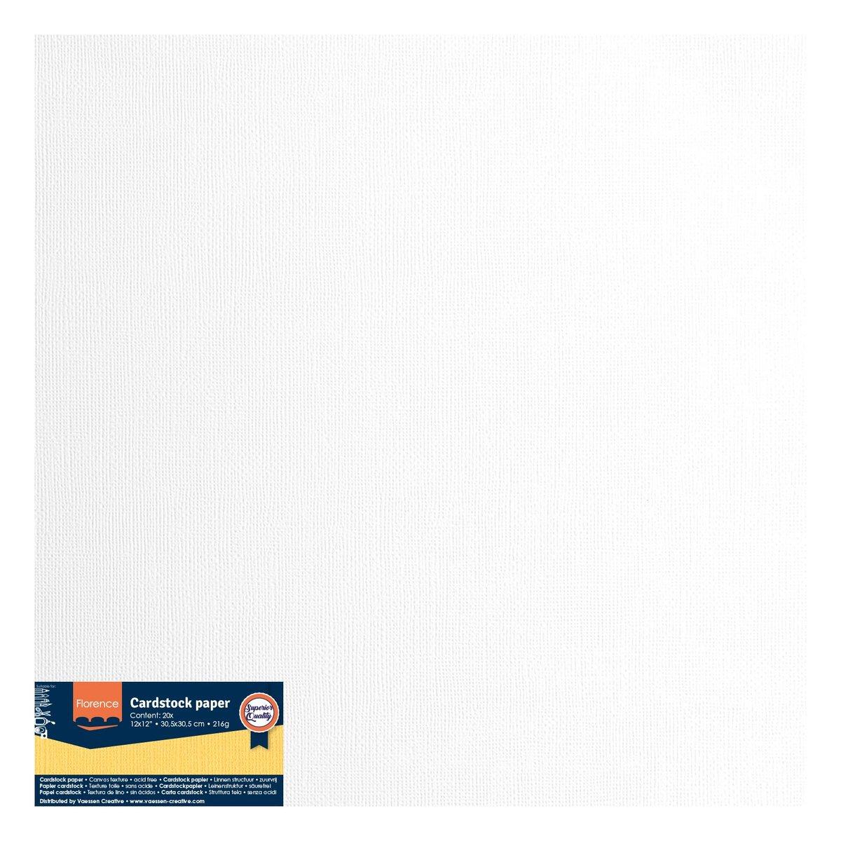 Florence | Kartonpapier Texture 30,5x30,5cm 20pcs White