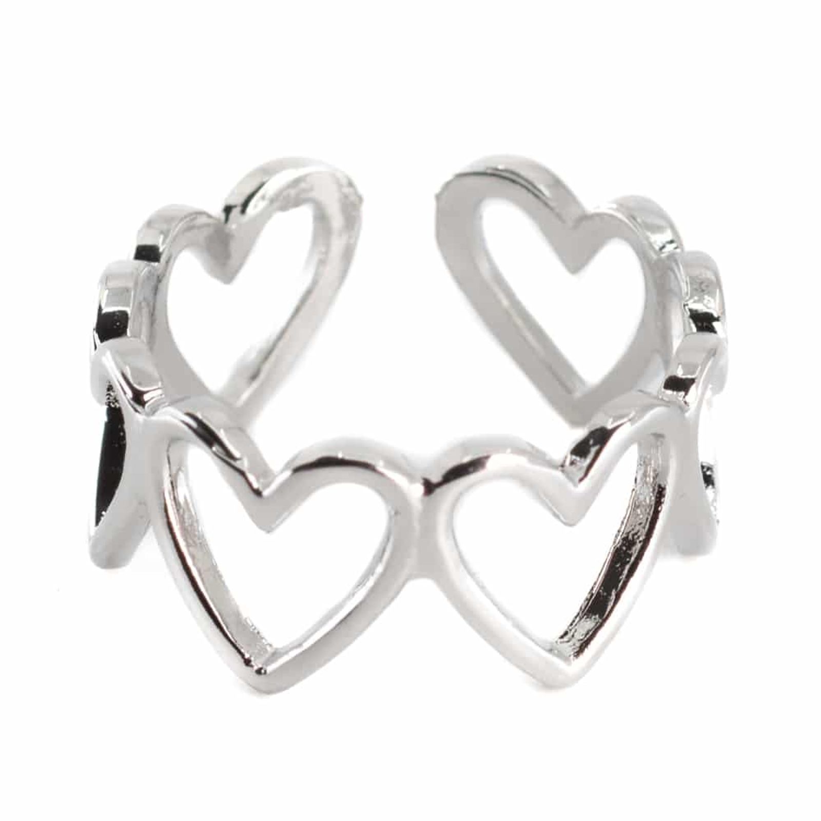 Verstellbarer Ring Herzen Kupfer Silber