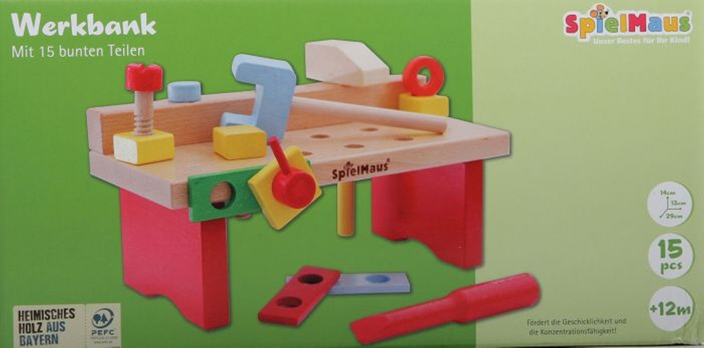 SpielMaus Holz Werkbank 15-teilig