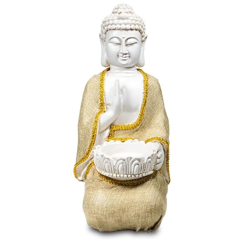 Friedensbuddha mit Teelichthalter -- 1180g; 20x16x33 cm