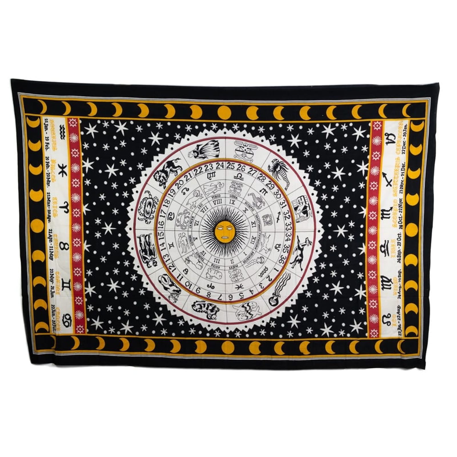 Authentisches Horoskop-Wandtuch aus Baumwolle (200 x 135 cm)