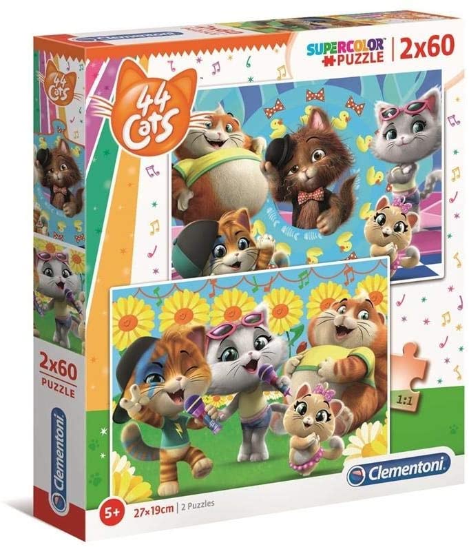 Clementoni 21607 - 2 x 60 Teile Puzzle - 44 Cats