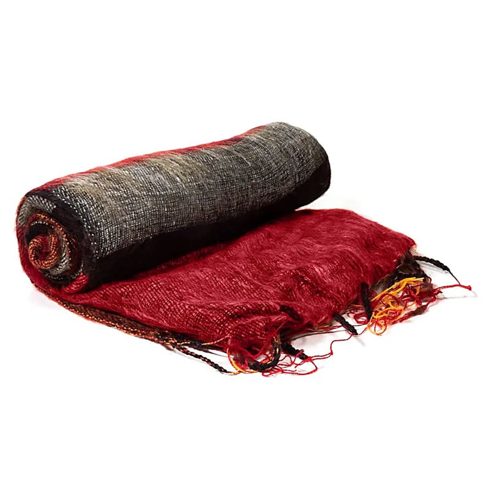 Schal für die Meditation Orange-rot mit Streifen -- 200x80 cm