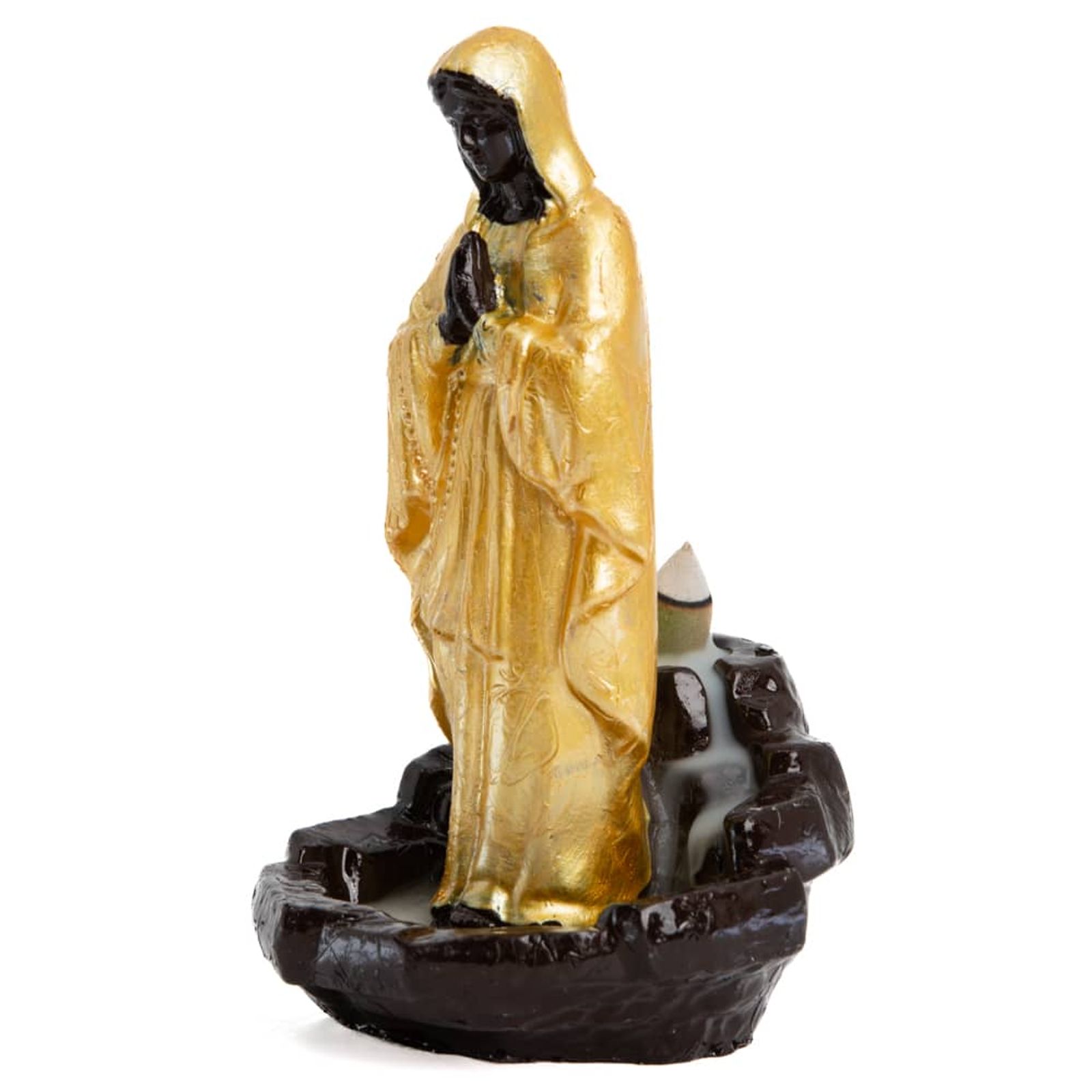Backflow Räucherstäbchen-Halter Heilige Maria (18,5 cm) mit Kegeln inklusive