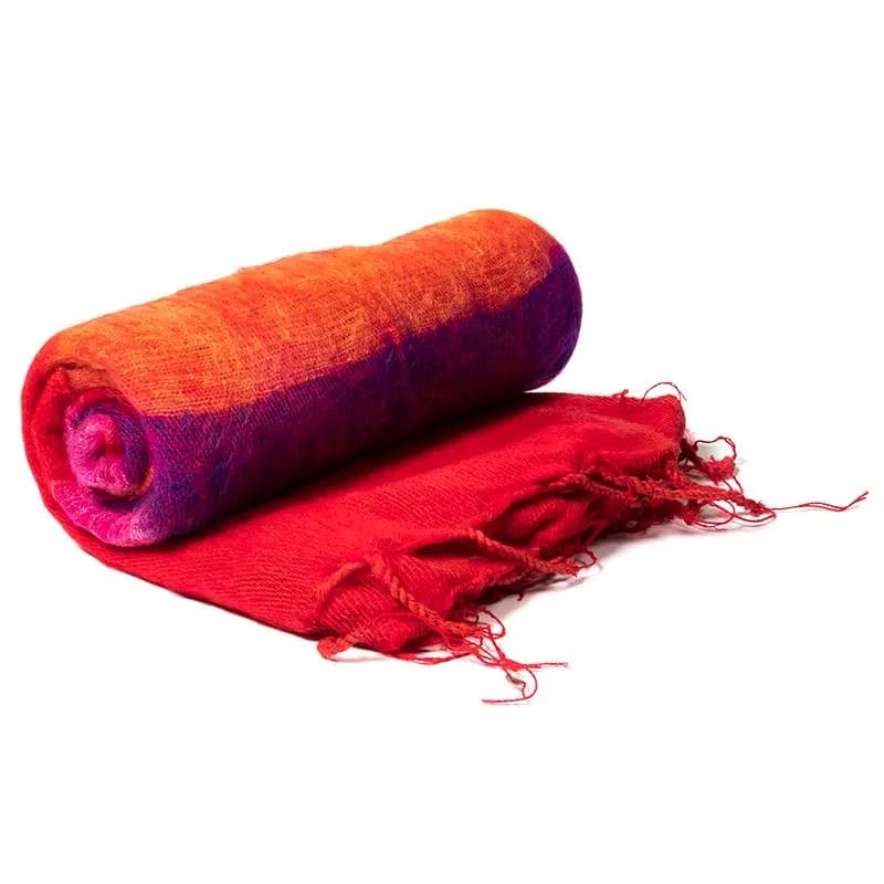 Schal für die Meditation Rot mit Streifen -- 200x80 cm