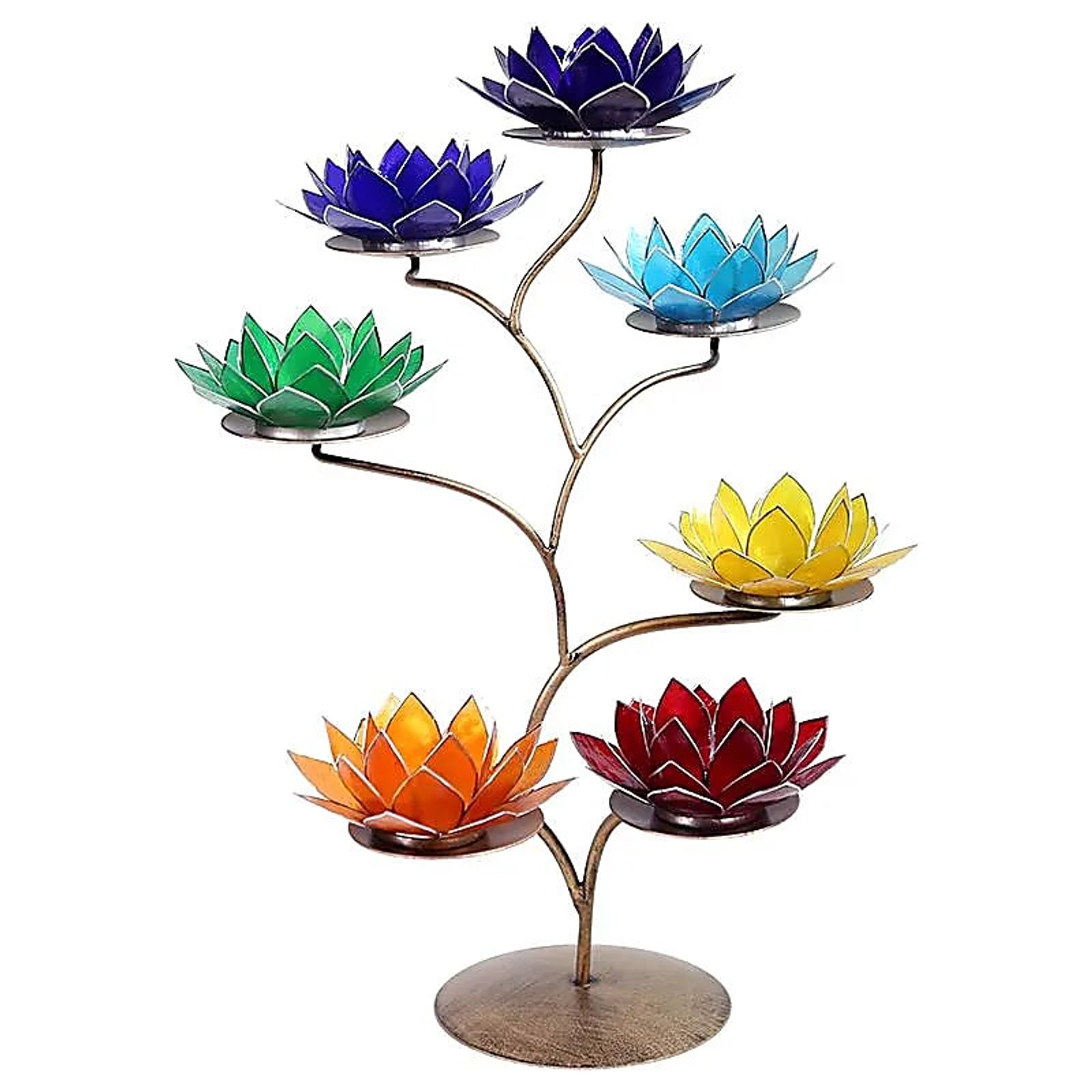 Chakra Lotus Display Metall + 21 Teelichthalter -- 57x35 cm