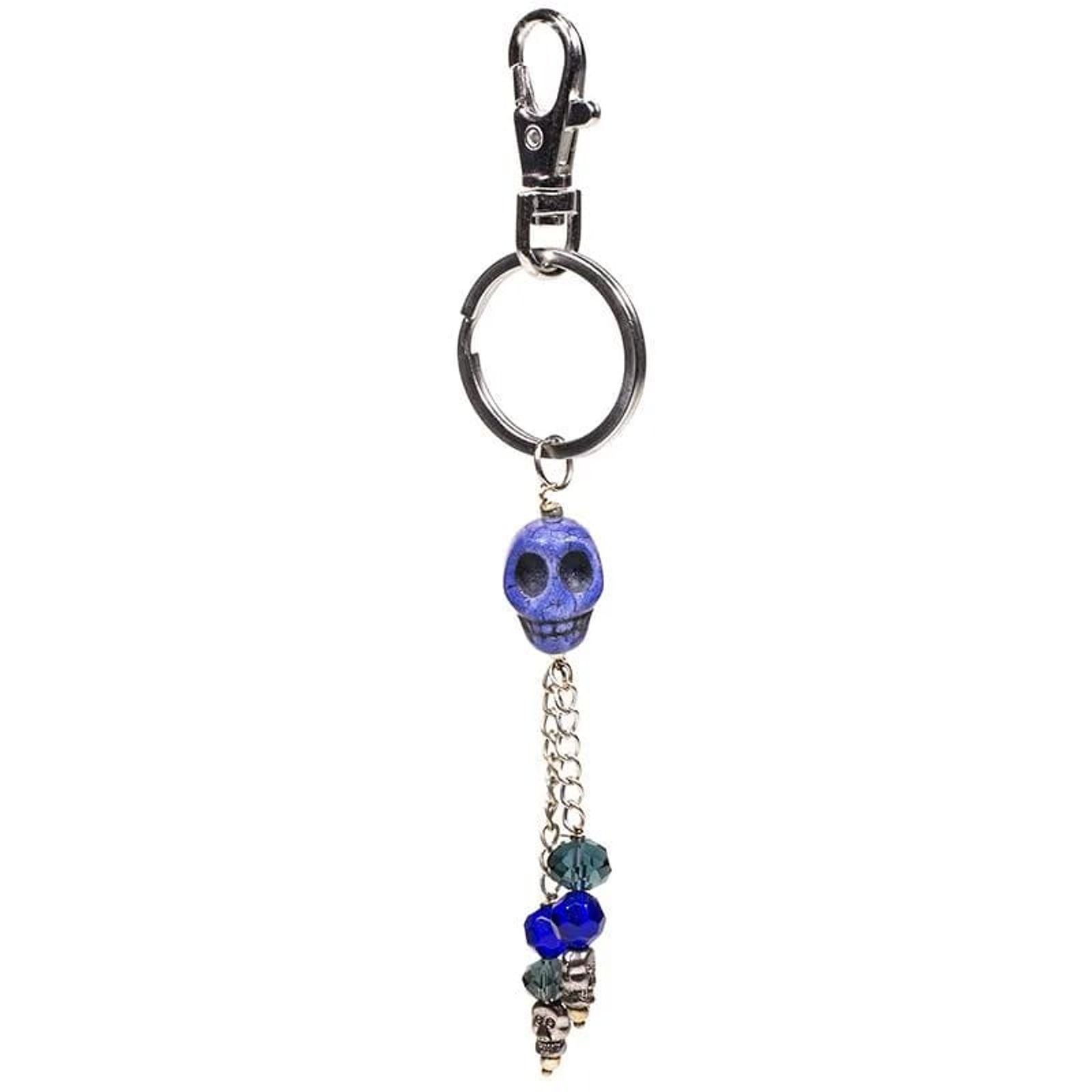 Schlüsselanhänger Schädel blau -- 14 cm