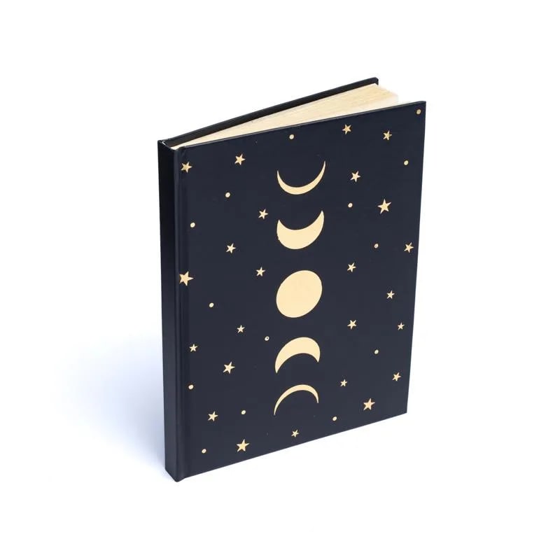Notizbuch Mondphasen & Sterne schwarz -- 15x21cm
