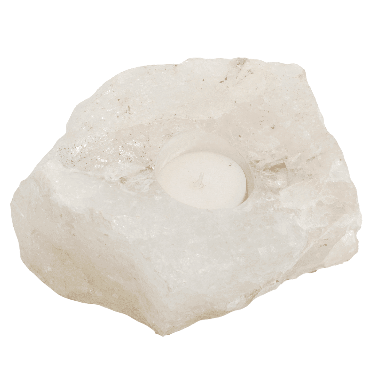 Teelichthalter Edelstein Schneequarz (ca. 1000 ~ 2000 Gramm)