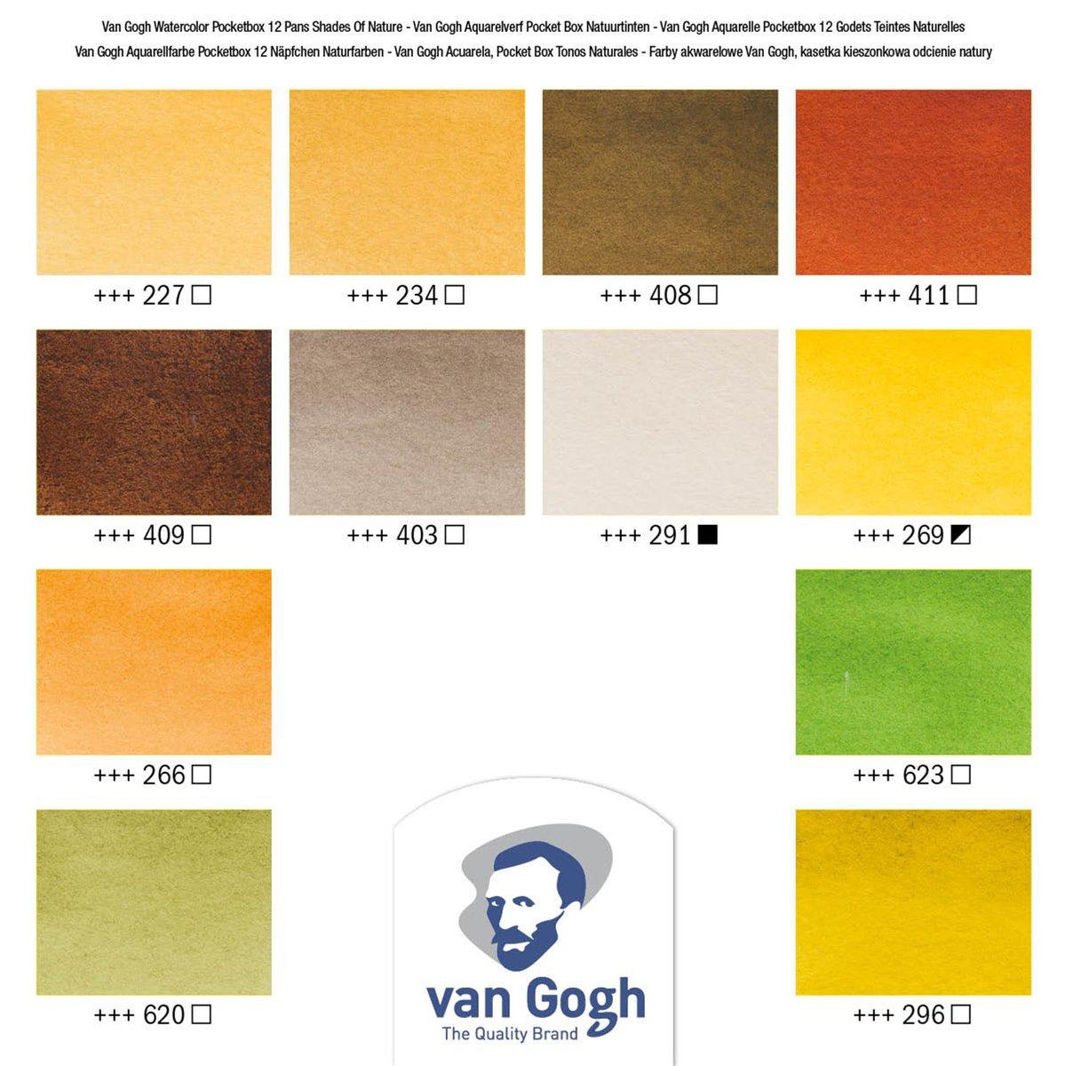 Van Gogh | Aquarellfarbe taschendose Naturfarben mit 12 farben in napje