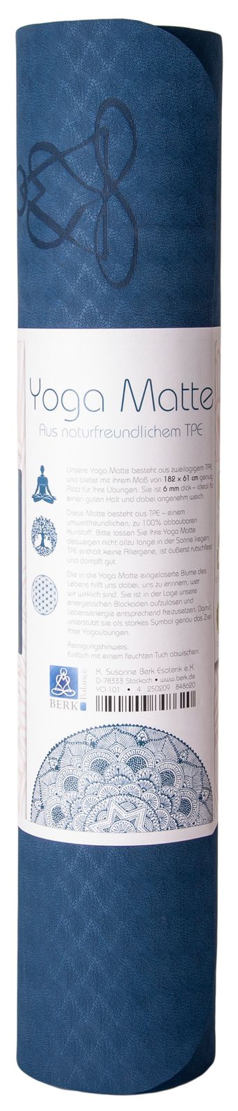 Yogamatte TPE ecofriendly - dunkelblau/hellblau