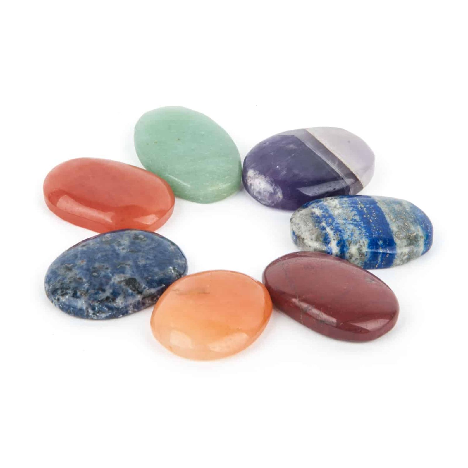 7 Chakra Set ovale Steine