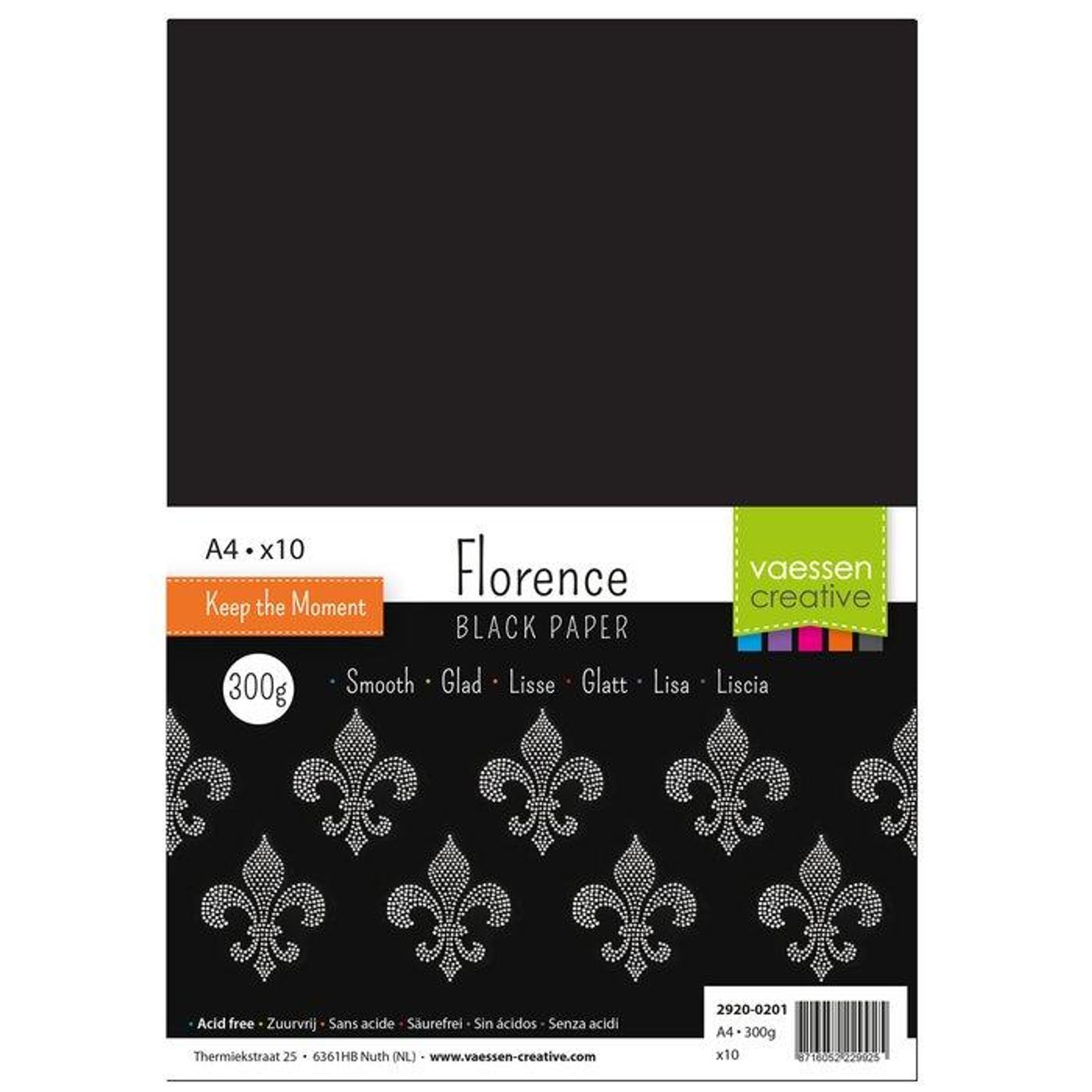 Florence | Papier A4 smooth 300g 10pcs Black