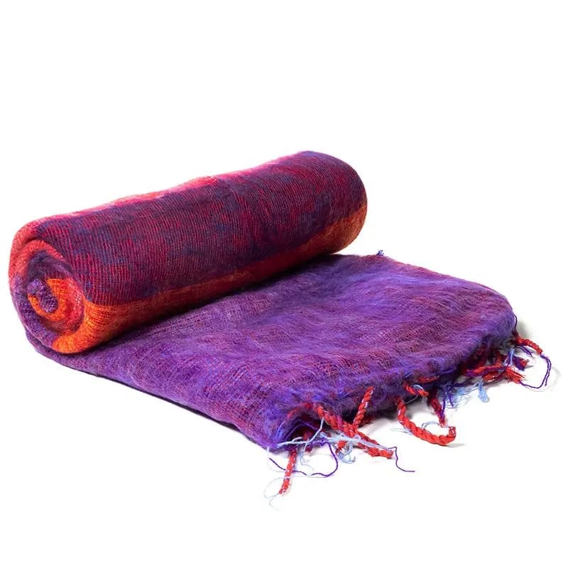 Schal für die Meditation Violett mit Streifen -- 200x80 cm