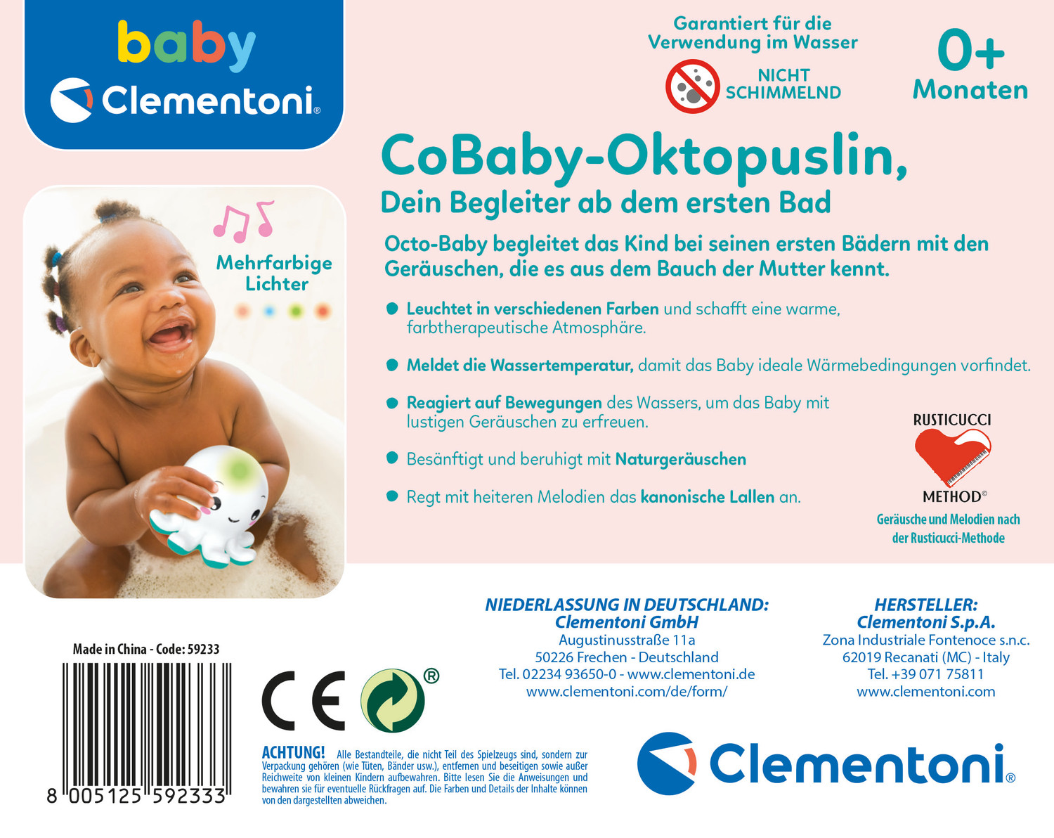 Baby Clementoni 59233 - Baby-Octopus, Badespielzeug