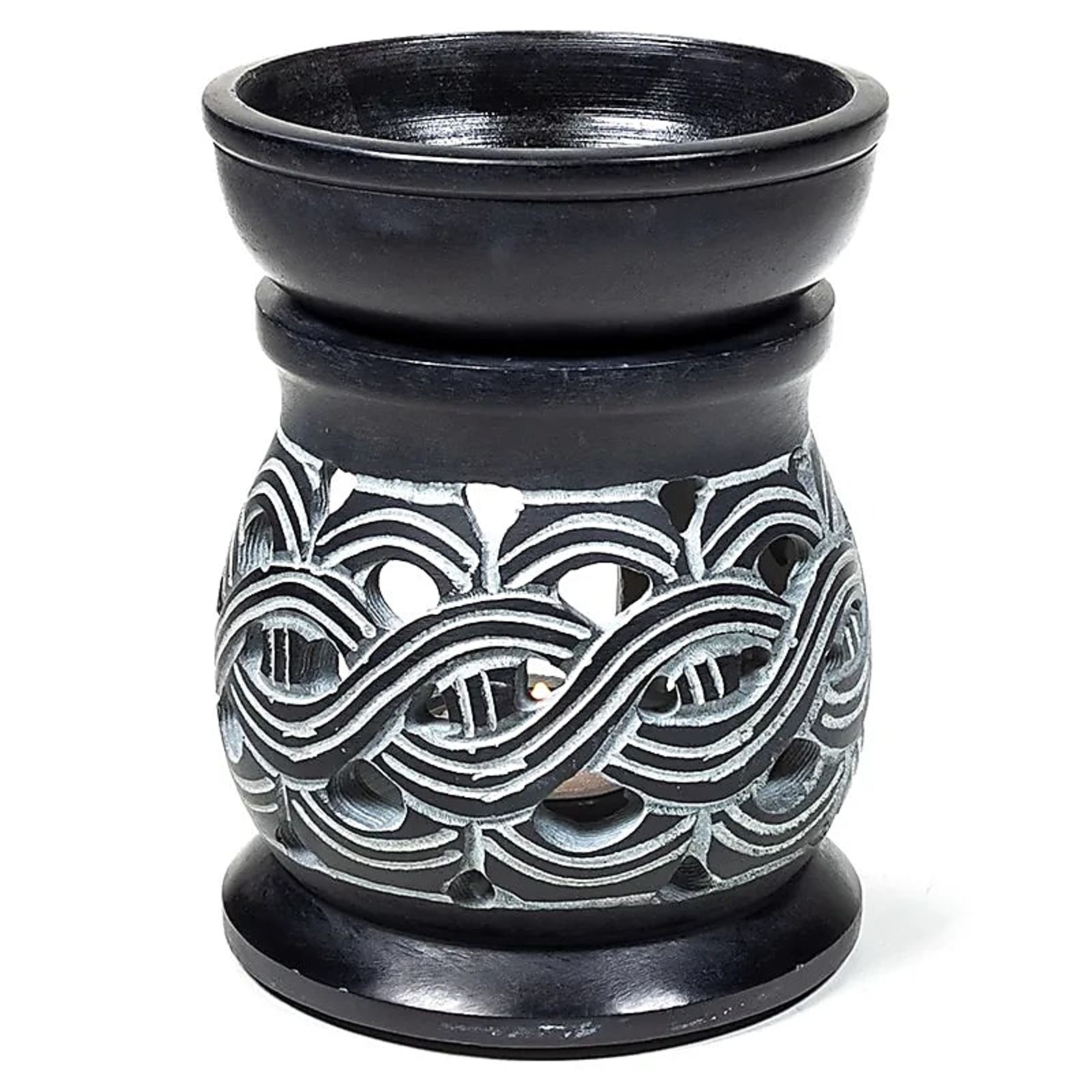 Duftlampe Keltische Knoten schwarzer Speckstein -- 12 cm