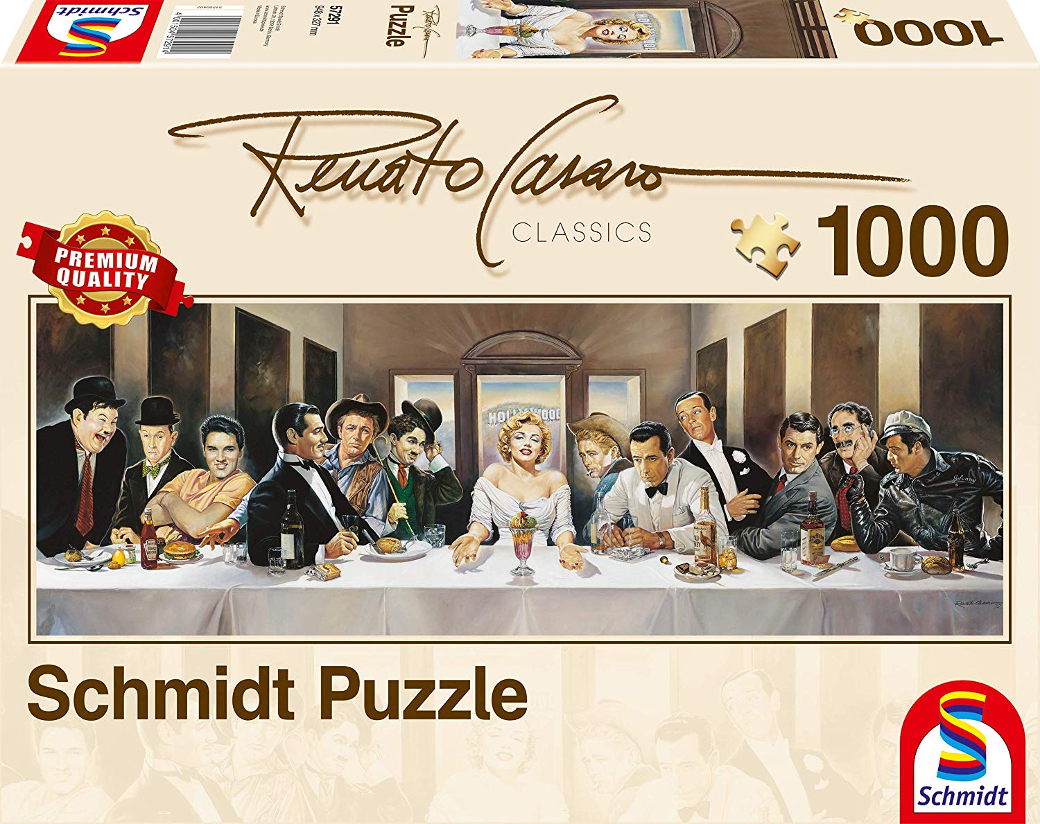 Renato Casaro - Panoramapuzzle, Dinner der Berühmten  - 1000 Teile Puzzle