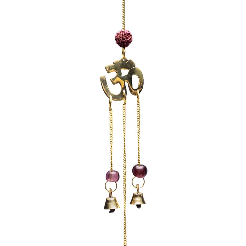 Glockenspiel Rudraksha mit OM Symbolen an Kordel -- 50 cm