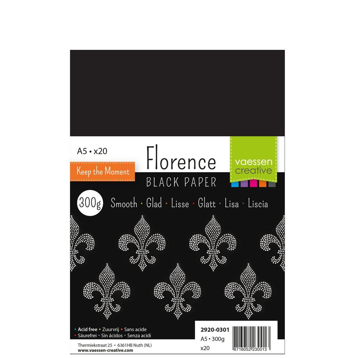 Florence | Papier A5 smooth 300g 20pcs Black