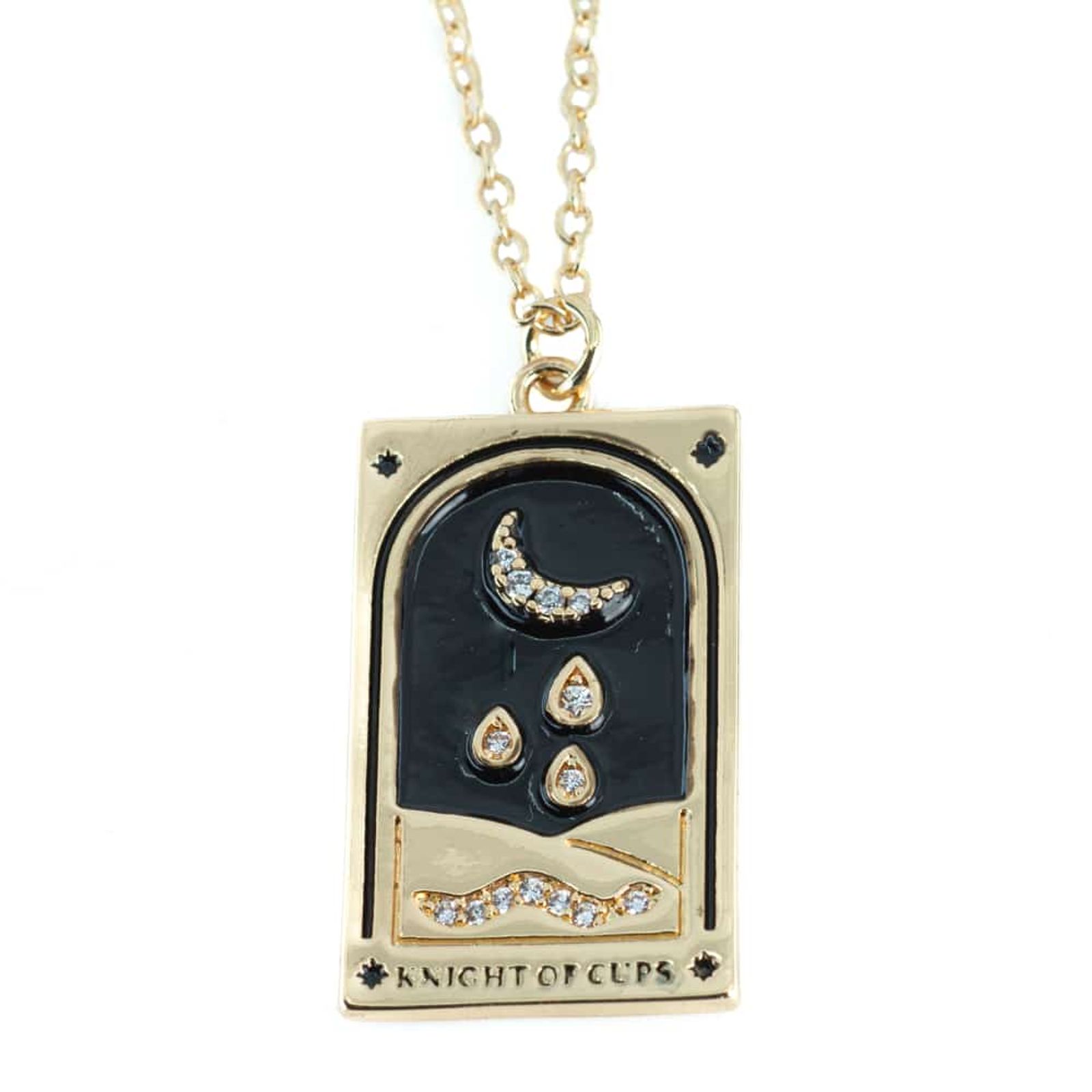 Amulett Stahl Gold/Schwarz Tarot 'Ritter der Kelche'