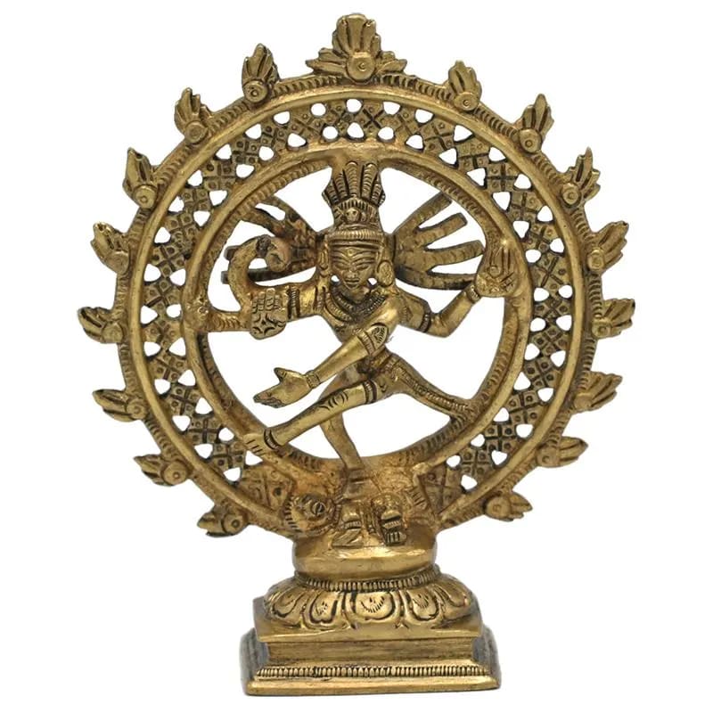 Shiva Nataraja Messing doppelter Ring goldfarbig -- 420 g; 1