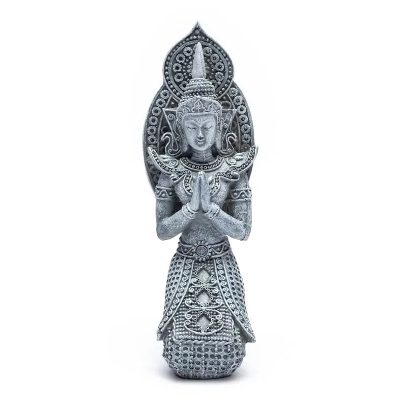 Betender Buddha Thailand grau -- 7x8x21cm