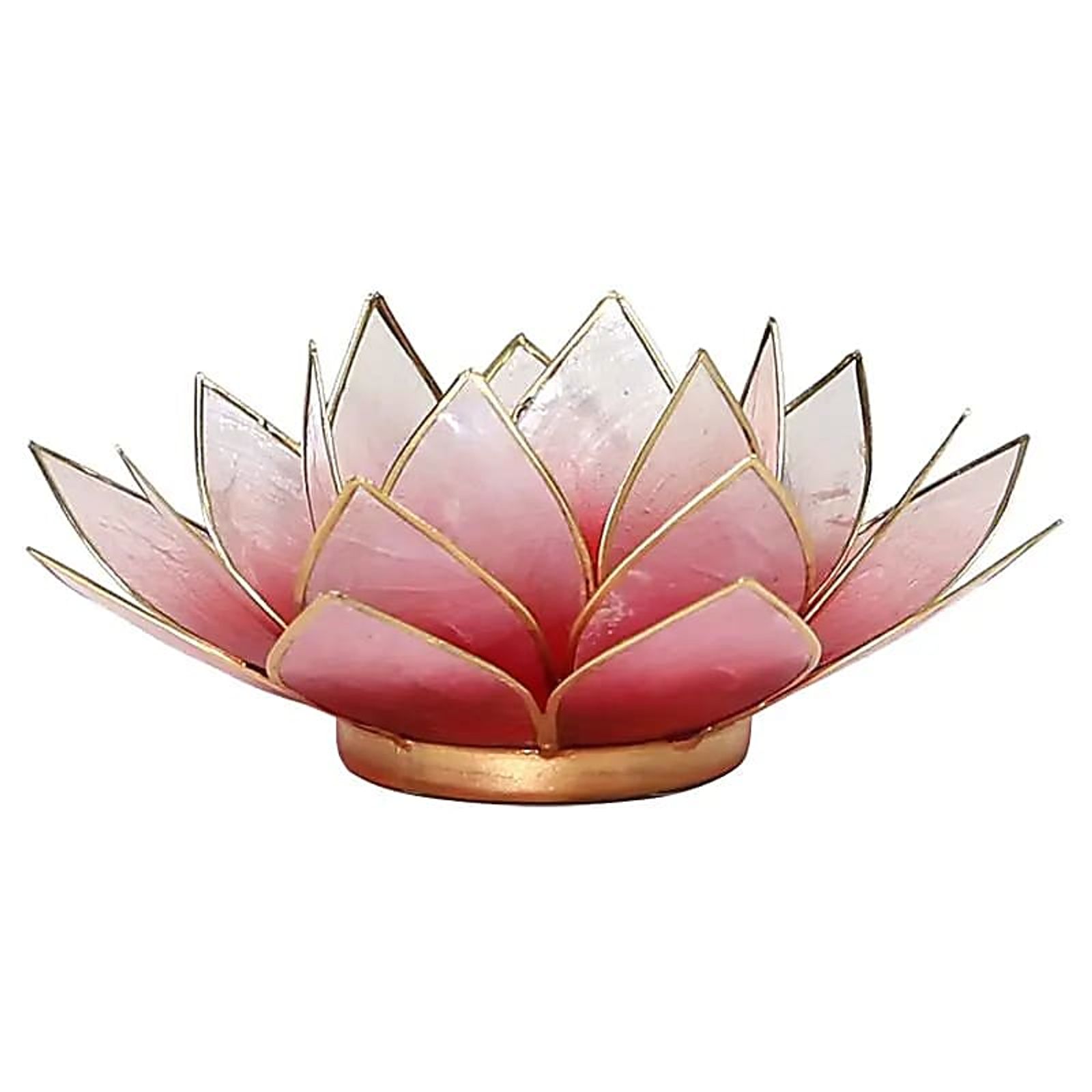Lotus Teelichthalter rot/rosa goldfarbig -- 13.5 cm