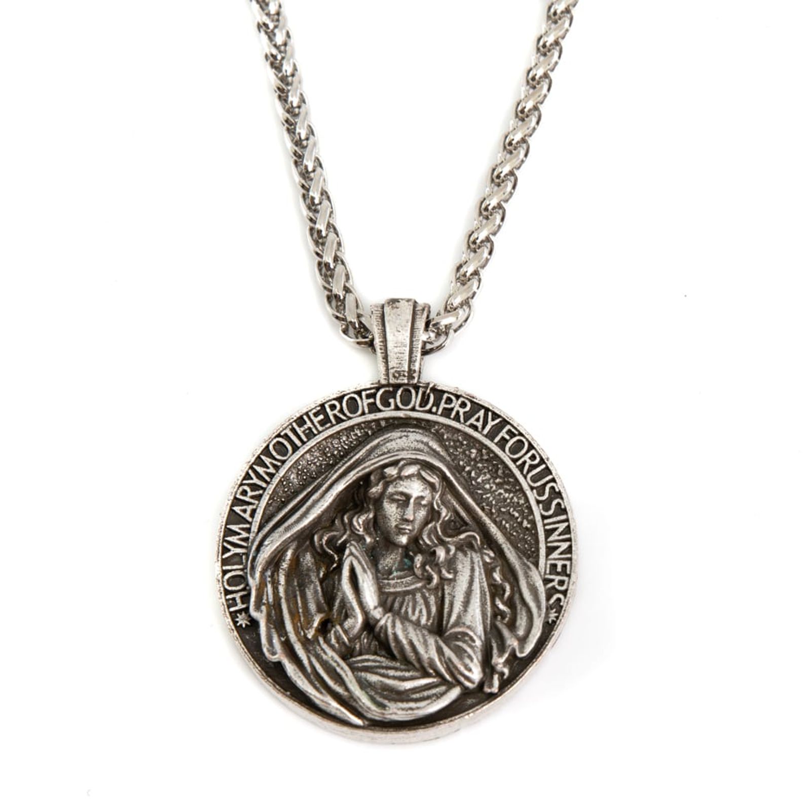 Amulett Heilige Maria Silberfarbig - 40 mm