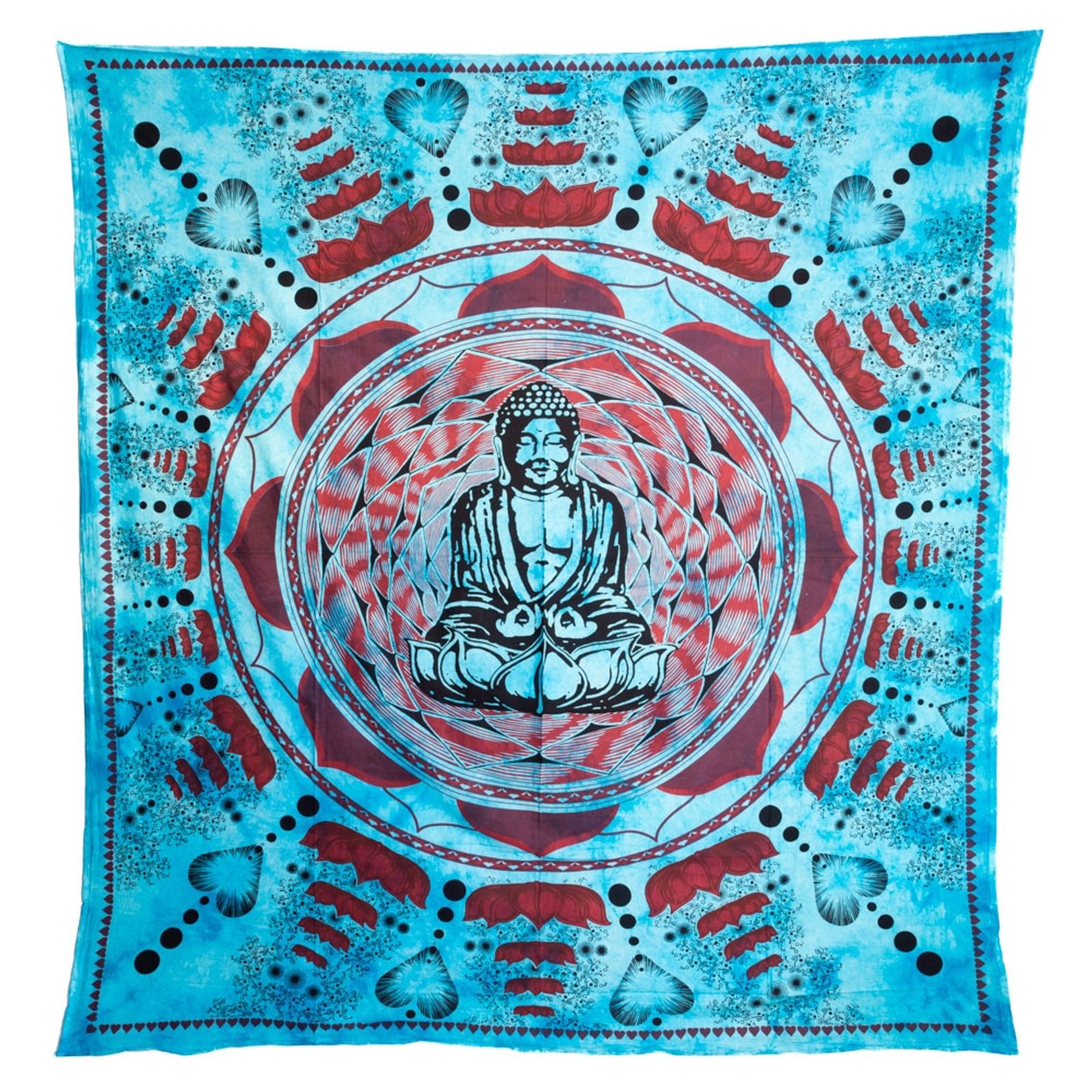 Authentisches Baumwoll-Wandtuch mit Buddha Blau (220 x 210 cm)